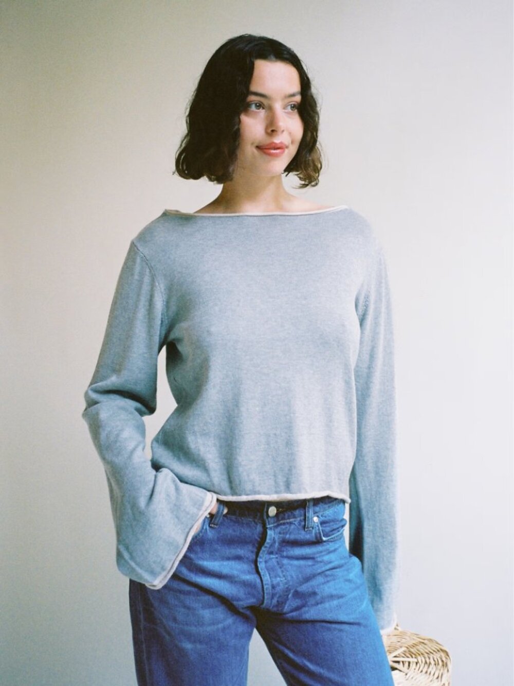 Djerf Avenue Bateau Neck Sweater grey